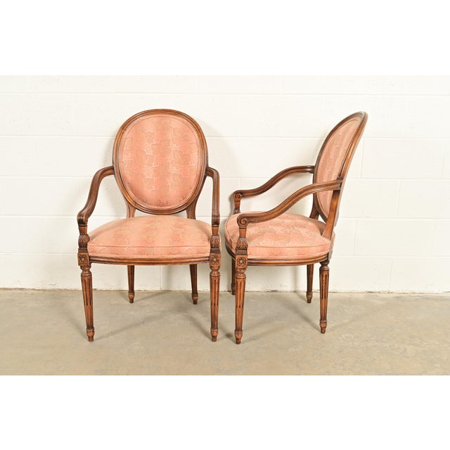 Karges French Regency Louis XVI Carved Walnut Armchairs, Pair For Sale - Image 11 of 14