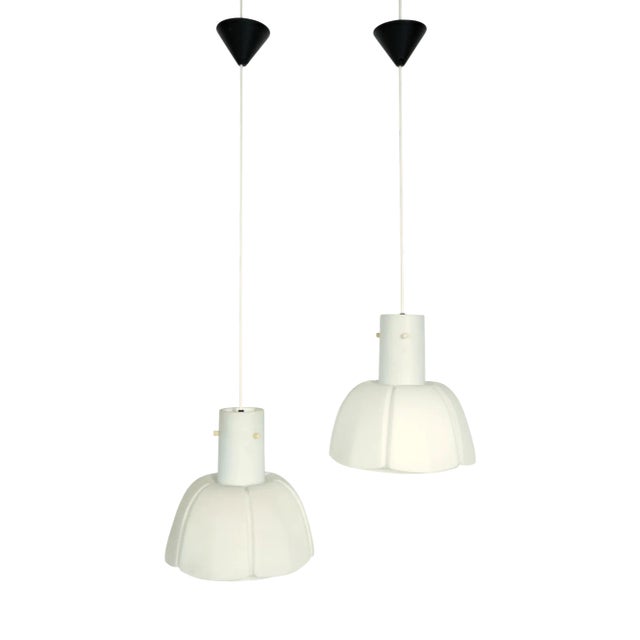 Matt Opaline Glass Pendants from Glashütte Limburg, 1970s, Set of 2 For Sale