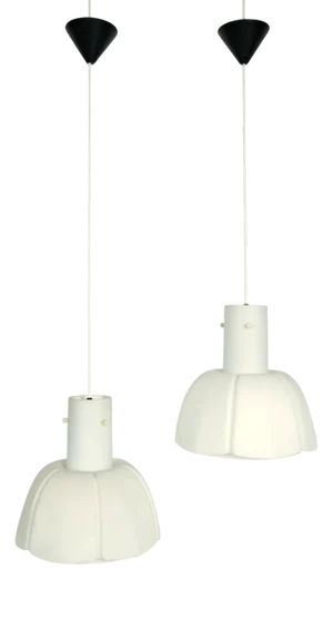 Matt Opaline Glass Pendants from Glashütte Limburg, 1970s, Set of 2