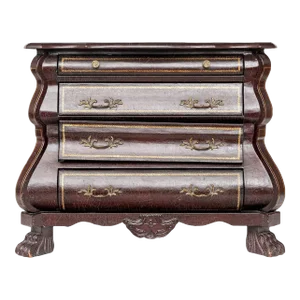 Late 20th Century Leather Wrapped Bombay Form Chest of Drawers