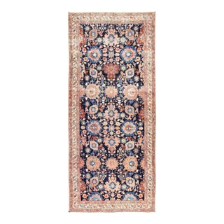 Antique Fine Persian Malayer Rug With All-Over Design in Navy Blue Field 7'3 X 16'4 For Sale