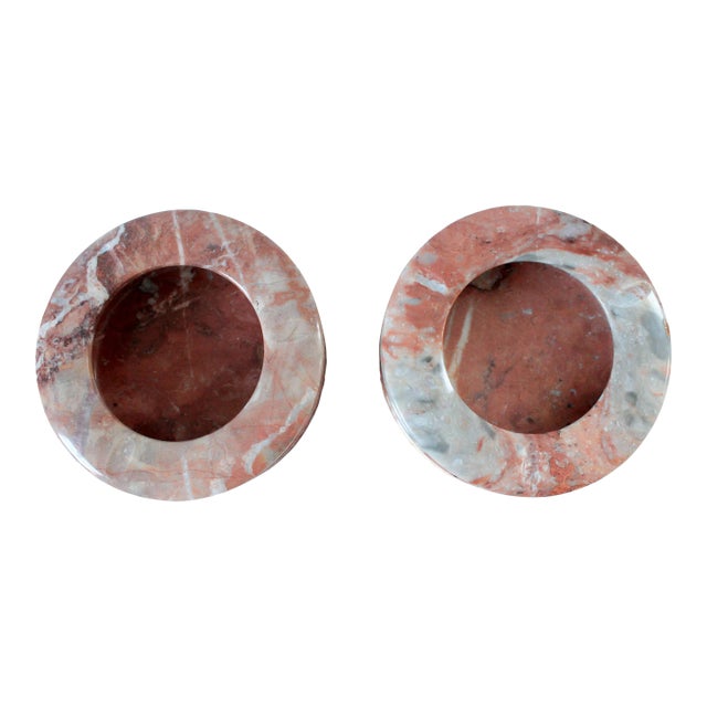 Vintage Pair of Natural Onyx Ashtrays For Sale