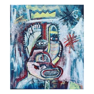 John Schwab Bucks County, Pa Abstract Cubist Oil Painting Basquiat Picasso Style 34x40” For Sale