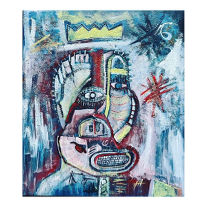 John Schwab Bucks County, Pa Abstract Cubist Oil Painting Basquiat Picasso Style 34x40”