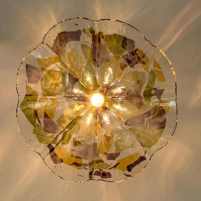 Purple, Green and Yellow Murano Glass Pendant from VeArt, 1980s For Sale - Image 12 of 17