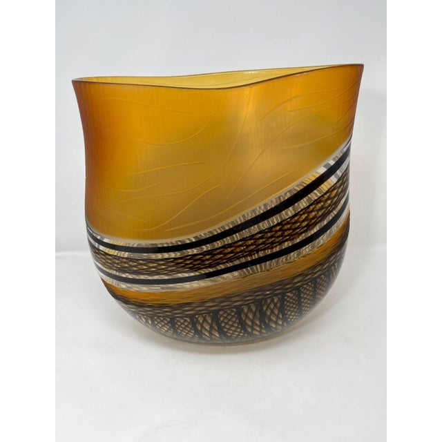 Murano "1 of 1" Amber Glass Vase by Schiavon For Sale - Image 4 of 8