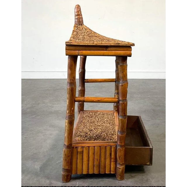 Sand Vintage Duquette Style Rattan Pagoda Hanging Shelf For Sale - Image 8 of 9