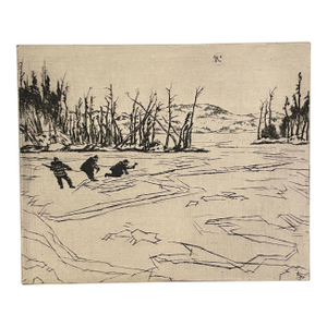 1930s Paul Winchell Ice Fishing Etching