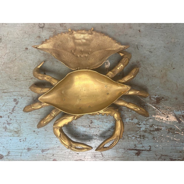 Brass Late 20th Century Vintage Extra Large Brass Crab Figure Box, With Baby Crab on Back For Sale - Image 8 of 11