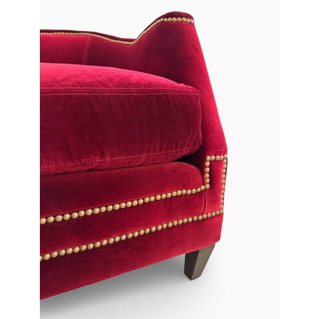Large Vintage Red Velvet Sofa from Hermès For Sale - Image 9 of 10