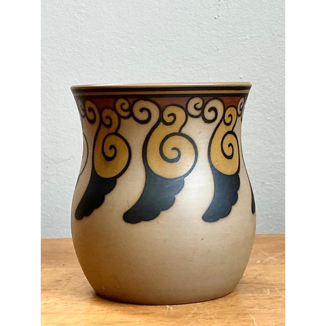 Ceramic Vintage Swirl Motif Ceramic Vase For Sale - Image 7 of 12