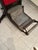 Barber Chair with Red Upholstery and Adjustable Footrest For Sale - Image 6 of 9