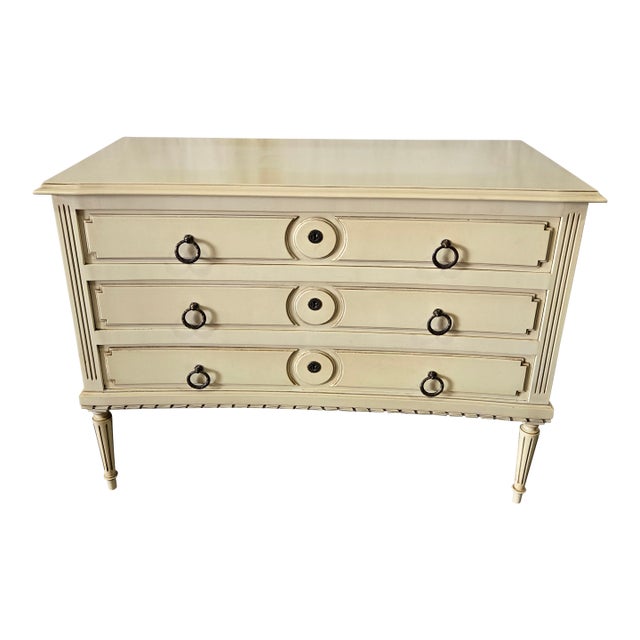 Mid 20th Century French Neoclassical Painted Three-Drawer Commode For Sale