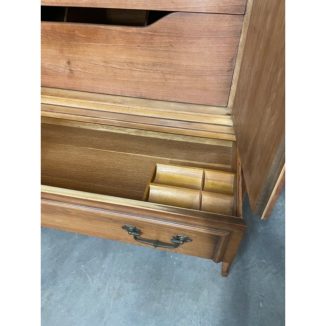 Mid-Century Modern Thomasville Danish Style Antique Tall Chest Dresser From 1963 For Sale - Image 3 of 12