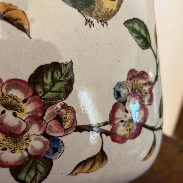 Large Antique Victorian Plum Blossoms Spring Patterned Pitcher, Ewer For Sale - Image 11 of 12