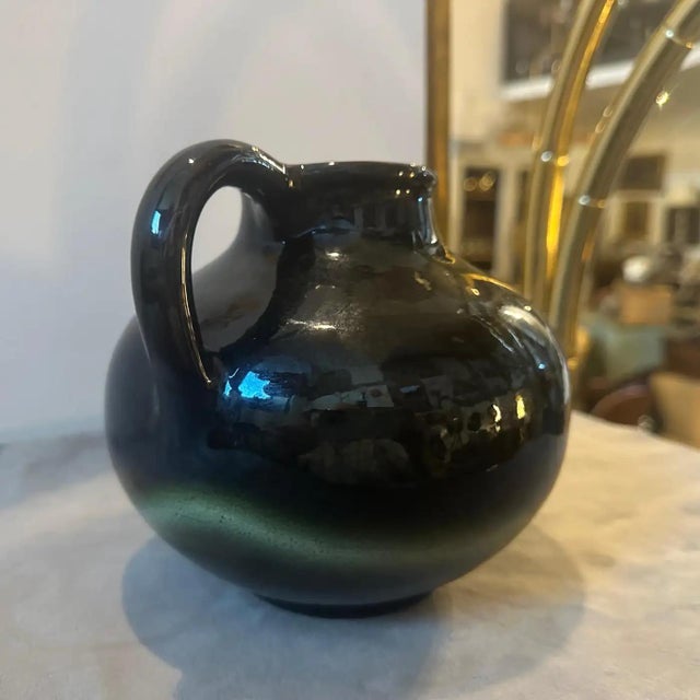 Black 1930s Art Deco Air Brushed Black and Yellow Ceramic Italian Jug by Icap For Sale - Image 8 of 8