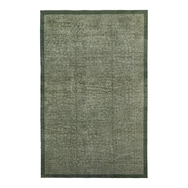 Large Antique Green Chinese Rug - 12'8" x 19'5" For Sale