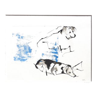 "Beagles" Contemporary Ink Drawing For Sale