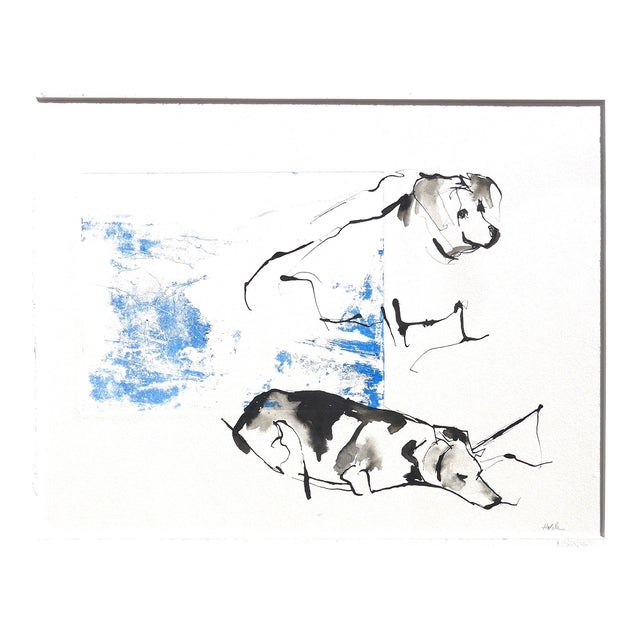 "Beagles" Contemporary Ink Drawing For Sale