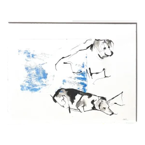 "Beagles" Contemporary Ink Drawing