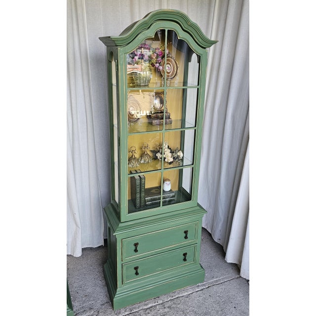Brandt Green MCM Curio Cabinet, Display Cabinet Boho Style, 1950's #1 For Sale - Image 4 of 15