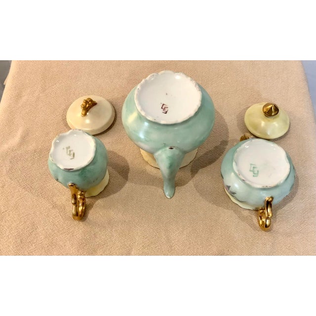 Early 20th Century Hand Painted Floral Limoges Porcelain Coffee/Tea Set- 3 Pieces For Sale In Dallas - Image 6 of 8