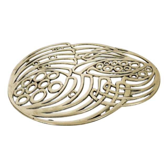 Brass Trivet with Art Nouveau Decoration, France, 1920s For Sale