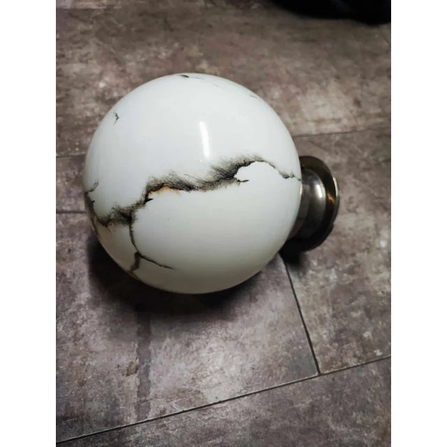 Art Deco Nickel-Plated Brass Ceiling Lamp, 1920s For Sale - Image 6 of 7