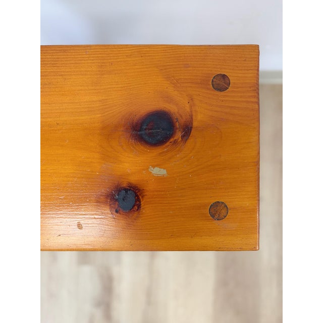 Handmade Rustic Pine Side Table Shelf Dowel Joints Vintage Farmhouse Dated 1930s For Sale - Image 10 of 11