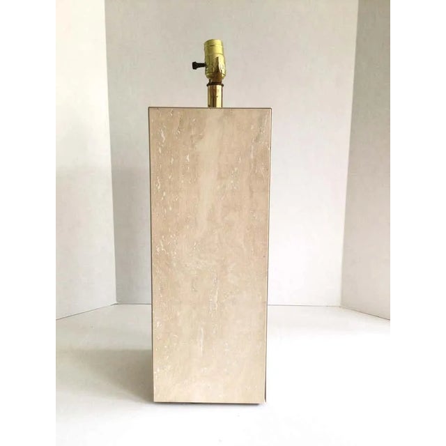 Brass 1970s Travertine Marble and Brass Column Table Lamp For Sale - Image 8 of 12