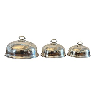Antique Silver-Plated Meat Domes from Harrods, 1900, Set of 3 For Sale