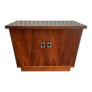 Mid Century Danish Walnut Bar/ Liquor Cabinet For Sale