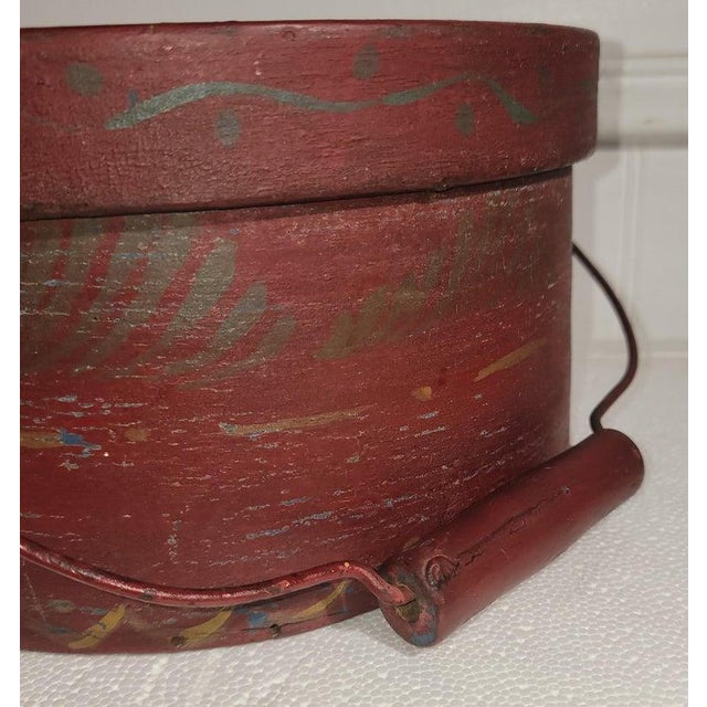 Red 19Thc Original Paint Decorated Pantry Box For Sale - Image 8 of 8