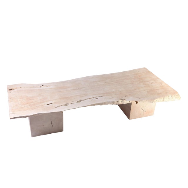 2010s Rustic White Wooden Coffee Table For Sale - Image 5 of 5