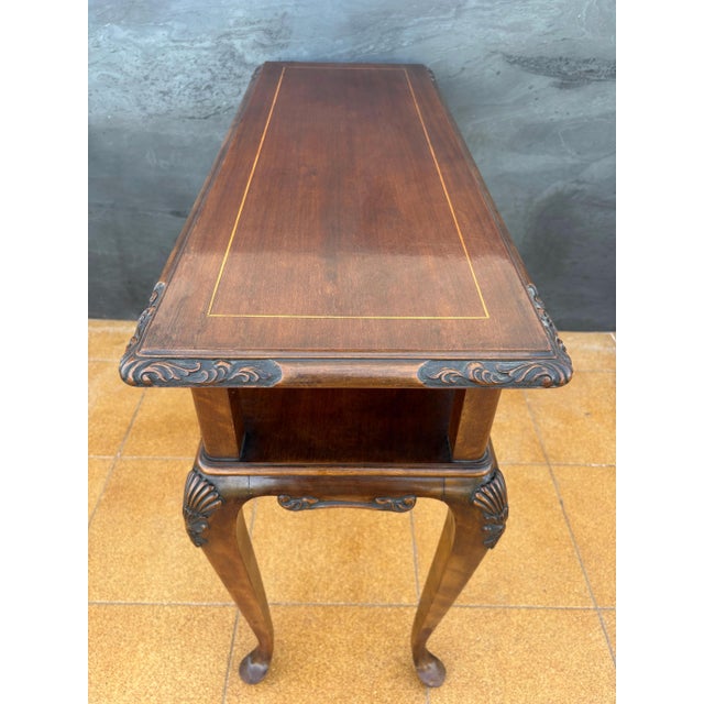 1950s French Louis XV Style Carved Console Table with Cabriolé Legs For Sale - Image 4 of 14