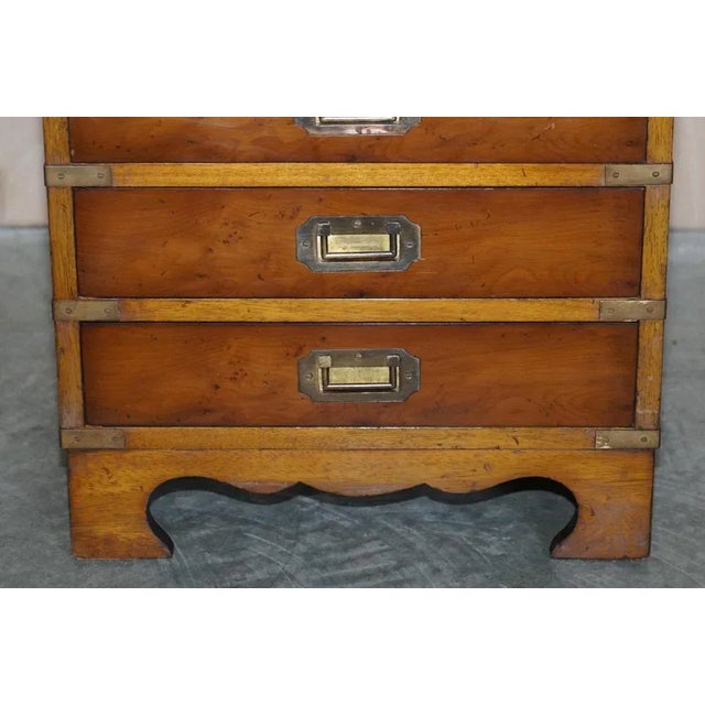Military Campaign Style Side Table Sized Chest of Drawers in Burr Walnut For Sale - Image 10 of 17