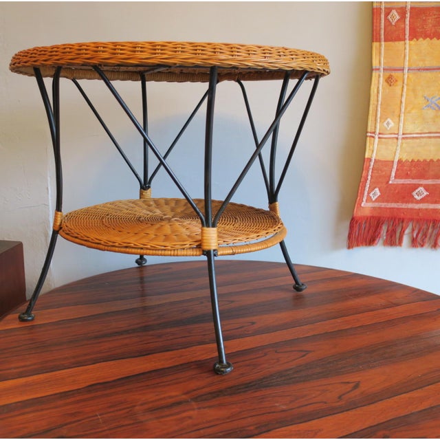 Two-Level Coffee Table in Bamboo and Iron, 1960s For Sale - Image 9 of 10