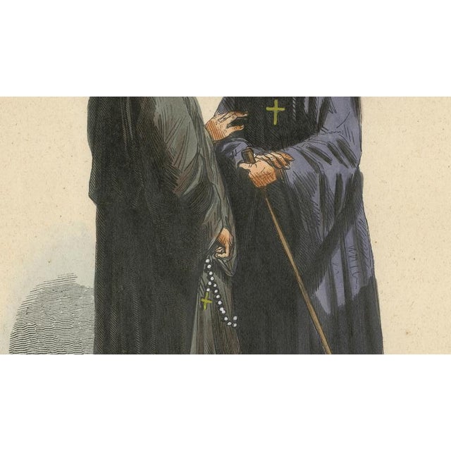 Markaert after Auguste Wahlen, Russian Priest and Monk, 1845, Hand-Coloured Lithograph on Paper For Sale - Image 4 of 10