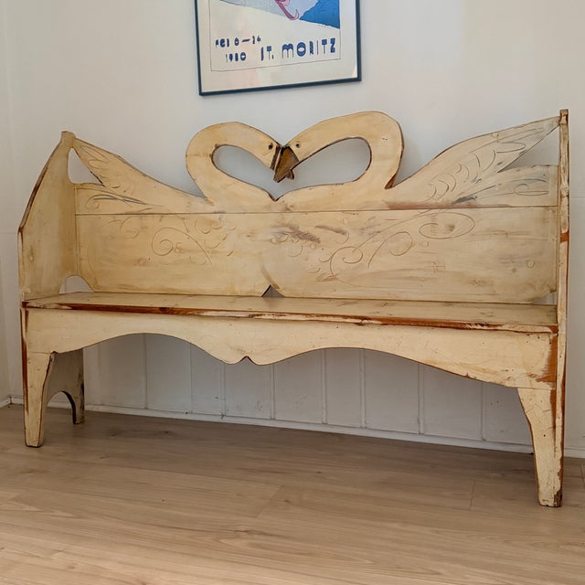 Hand Painted Swan Bench For Sale - Image 10 of 10