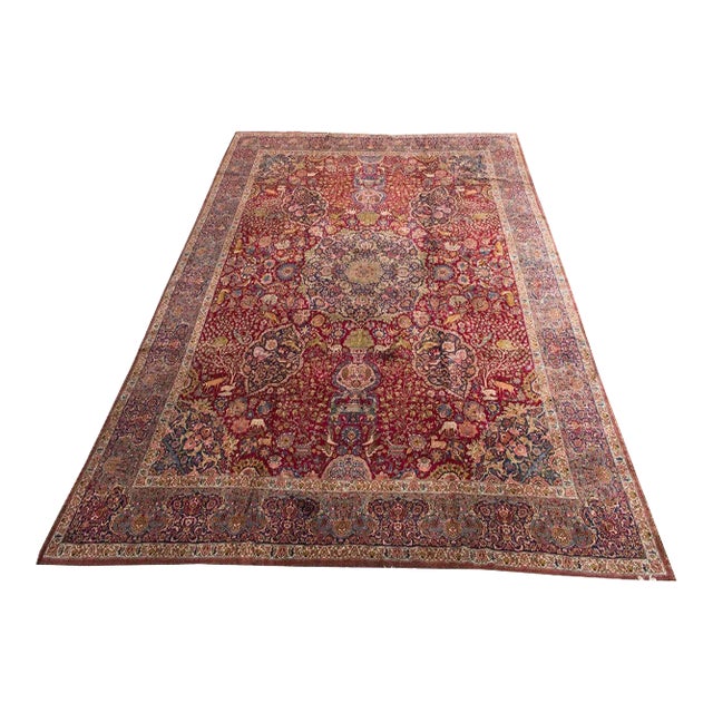 Large Antique Signed Tabriz Carpet 14'2" X 18'3" For Sale