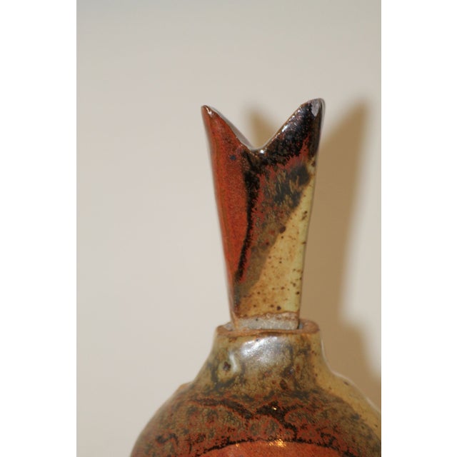 1960s One-of-a-Kind, Artist-Signed Studio Pottery Brutalist Bottle and Stopper For Sale - Image 5 of 11