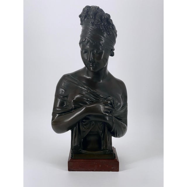 J. Petermann , Bust Madame Récamier, 1800s, Bronze and Marble For Sale - Image 13 of 13