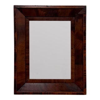 Vintage Rectangular Dark Tiger Wood Wall Mirror For Sale