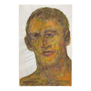 Vintage Expressionist Portrait by e.j. Hartmann, Signed (Mixed Media on Paper)