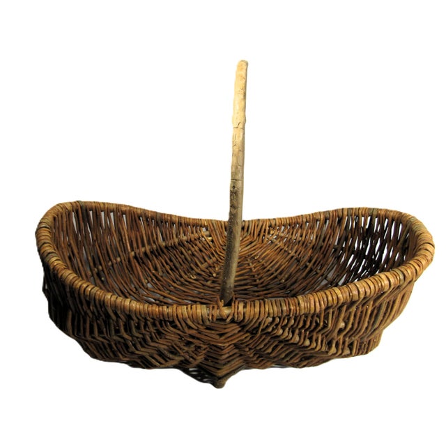 Vintage Europeon Buttocks Gathering Basket 19" For Sale - Image 10 of 12