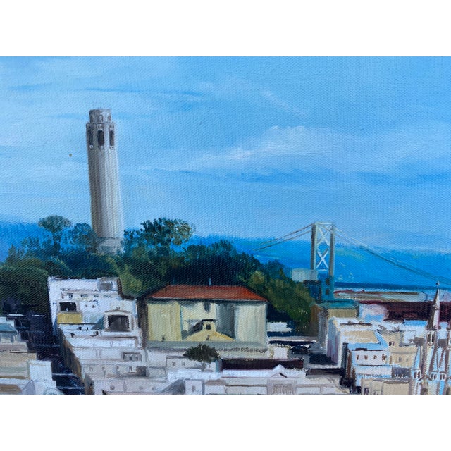 Large Paul Van De Pol San Francisco, California Coit Tower Oil Painting, 1974 For Sale - Image 9 of 14