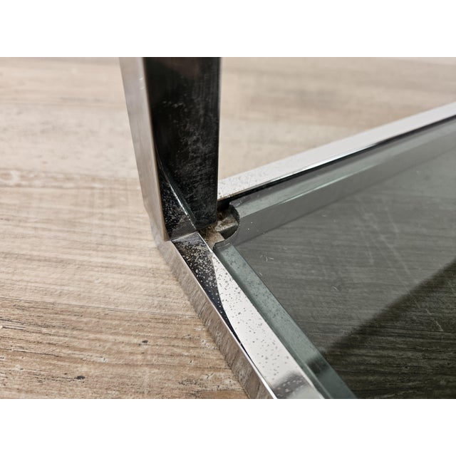 Steel Coffee Table with Two Smoked Glass Shelves, 1970 For Sale - Image 9 of 13