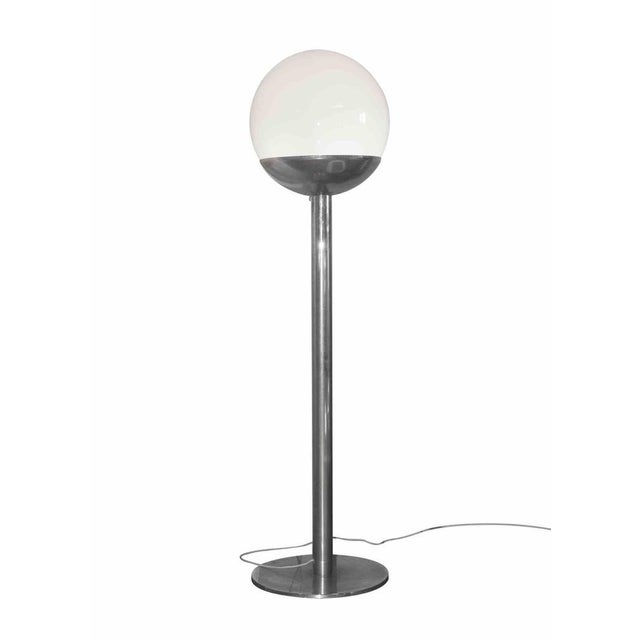 1970s Vintage Sphere Floor Lamp in Steel and Glass, Italy, 1970s For Sale - Image 5 of 5