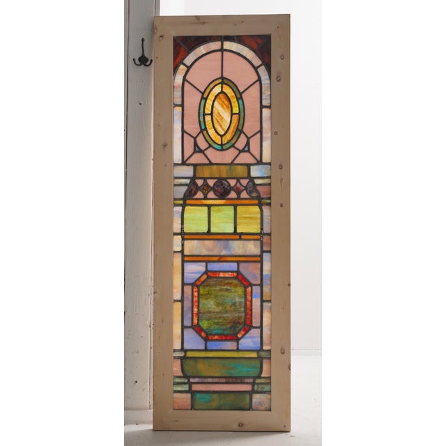 Early 20th Century Set of Gothic Wood Framed Leaded Stained Glass Windows For Sale - Image 5 of 10