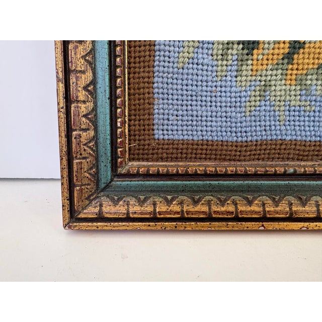 Mid-Century Modern 1976 Framed Signed/Dated Floral Needlepoint Tapestry For Sale - Image 3 of 5